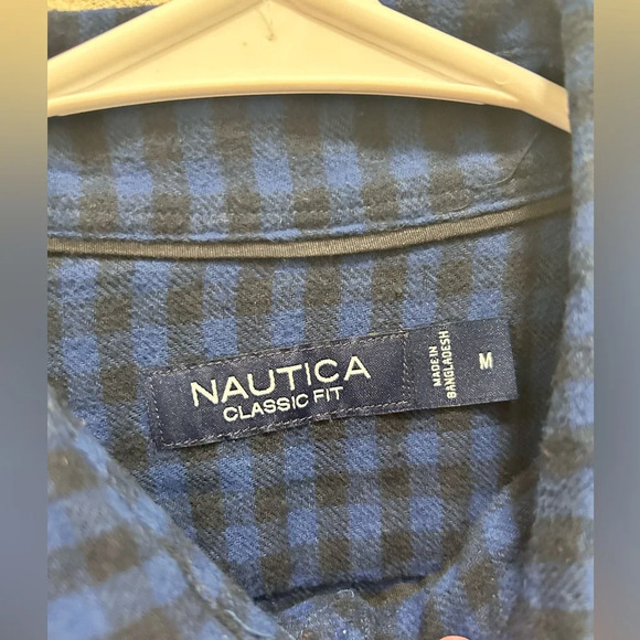 Nautica Men’s Shirt Flannel Blue Check Button Up Plaid Sz. M - Picture 4 of 5
